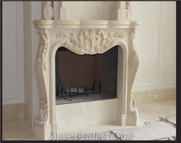 Classic Coral Stone Beige Coral Stone Fireplace Mantel