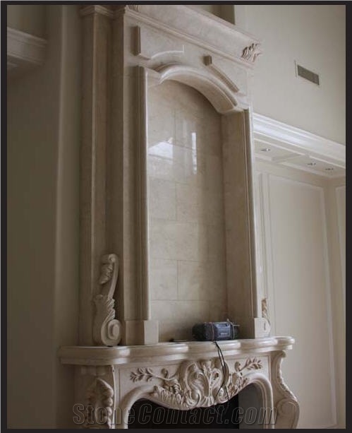 Classic Coral Stone Beige Coral Stone Fireplace Mantel