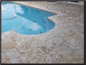 Coral Stone Pool Bullnose Coping, Coralina Red Coral Stone Swimming Pool Decks