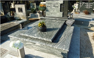 Verde Marina Granite and Nero Impala Granite Monum, Green Granite Monument, Tombstone