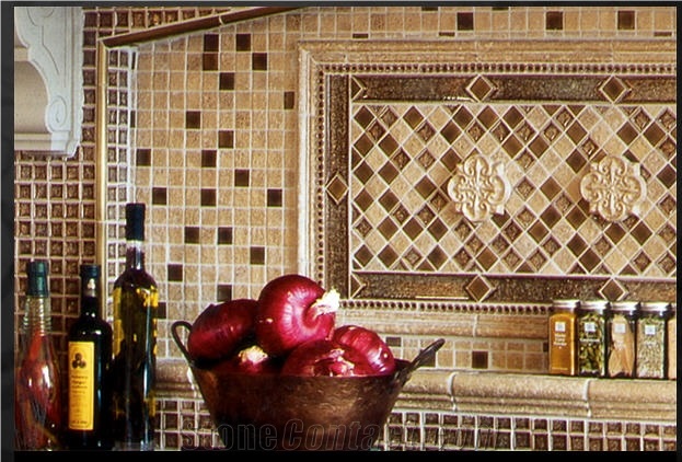 Beige Travertine Kitchen Backsplash