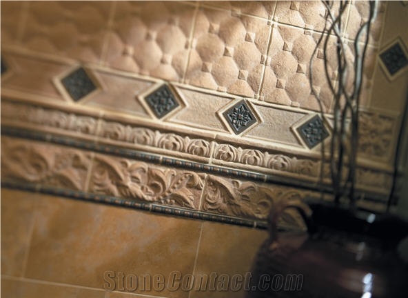 Limestone Carved Border Line, Beige Limestone Border Line