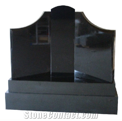 JET 06 Headstone in China Black, Shanxi Black Granite