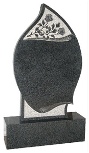 Jet 09 Headstone in Mid Grey G654 Granite, Black Granite Jet 09 Headstone in Mid Grey G654 Granite, Black Granite