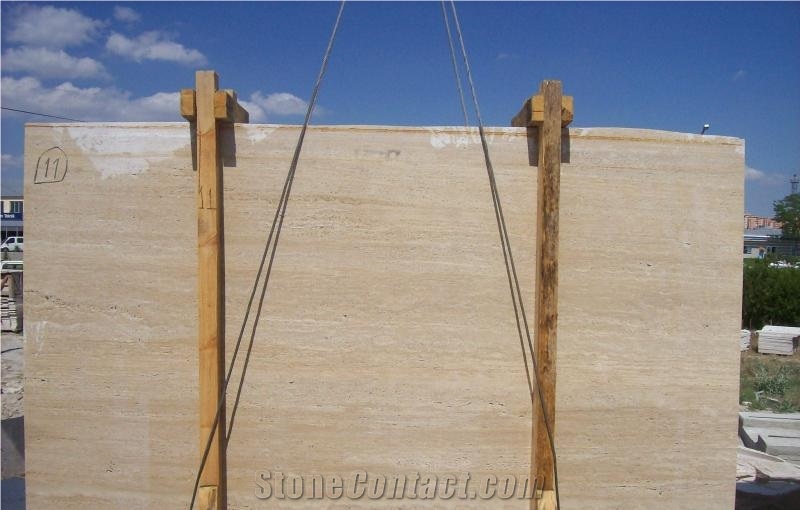 Denizli Light Travertine Slabs, Turkey Beige Travertine