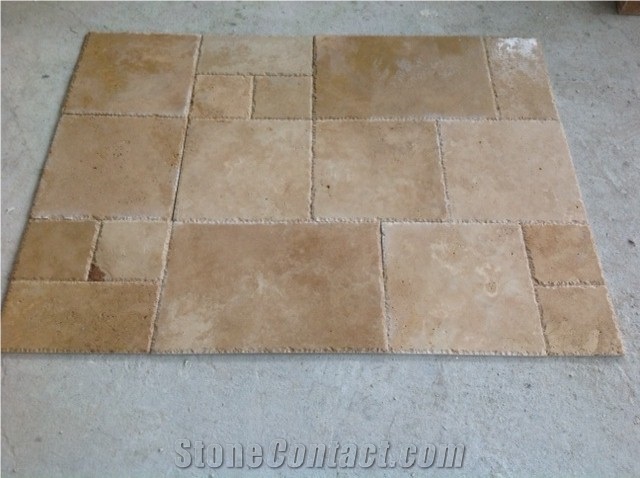 Travertine French Pattern Tiles, Turkey Beige Travertine