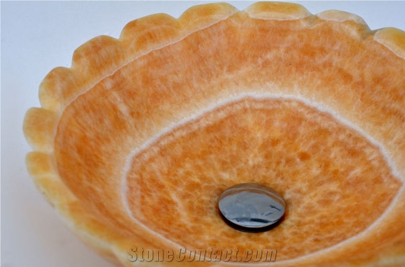 Round Basin in Honey Onyx, Yellow Onyx Round Basin
