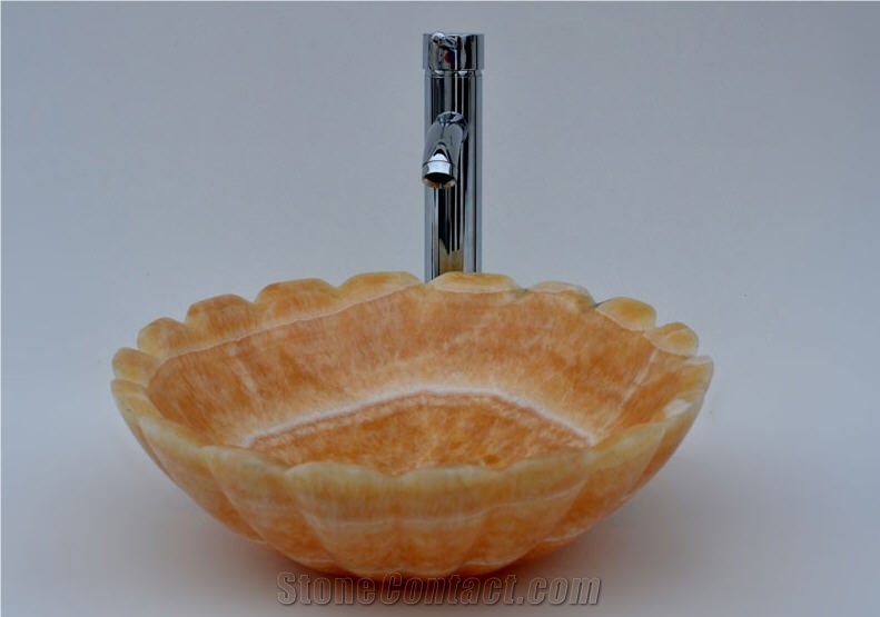 Round Basin in Honey Onyx, Yellow Onyx Round Basin