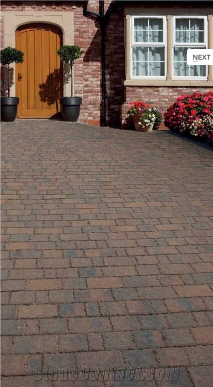 Portland Stone Brindle Rustica Block Paving, Brown Limestone Cobble, Pavers