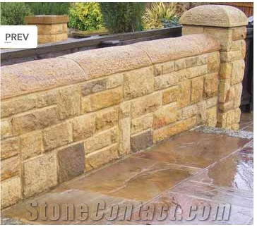 Yorkshire Coarse Gritstone Walling, Beige Sandstone Mushroom Stone