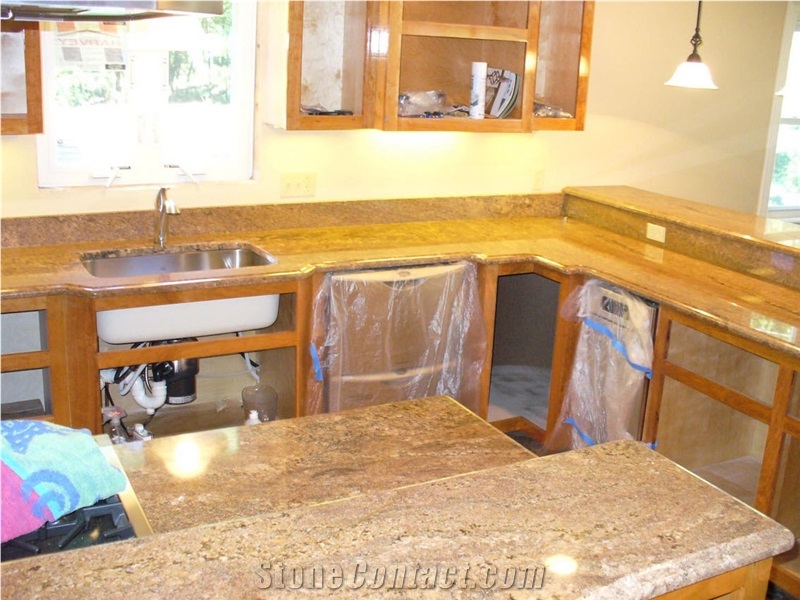 Crema Bordeaux Kitchen Countertop, Yellow Granite
