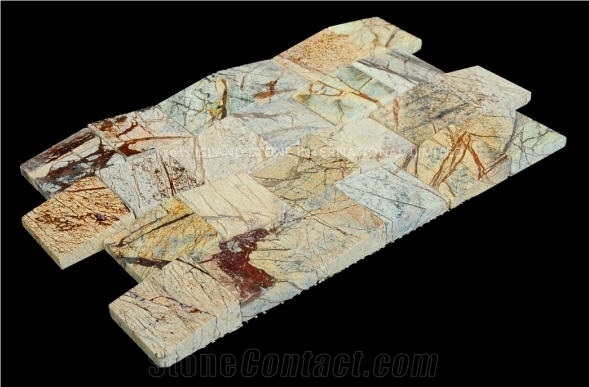 Mosaic Wave Tile, Rainforest Green Marble