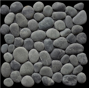 Perfect Pebble Stone on Net, Cremanata Grey Marble Mosaic Perfect Pebble Stone on Net, Cremanata Grey Marble Mosaic