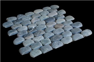 Strip Pebble Stone Mosaic, Medan Charcoal Grey Marble