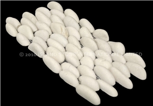 Timor White Stacked Pebble, Marble Mosaic
