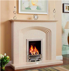 Fireplace, Semi Rijo Do Codacal Beige Limestone