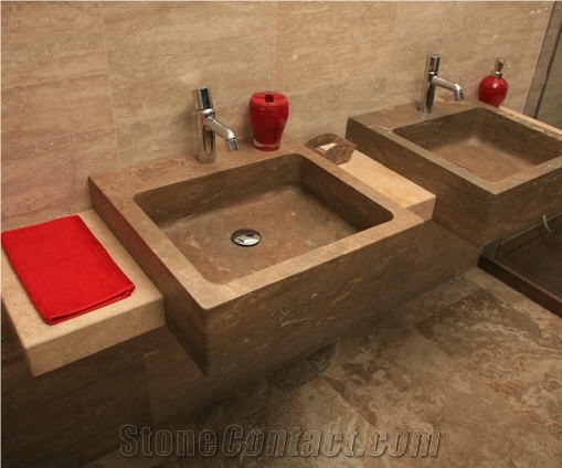 Noce Travertine Basin, Brown Travertine