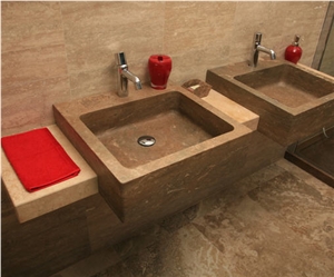Noce Travertine Basin, Brown Travertine