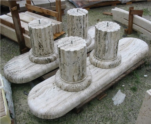 Silver Travertine Column, Grey Travertine