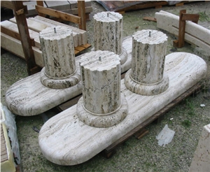 Silver Travertine Column, Grey Travertine