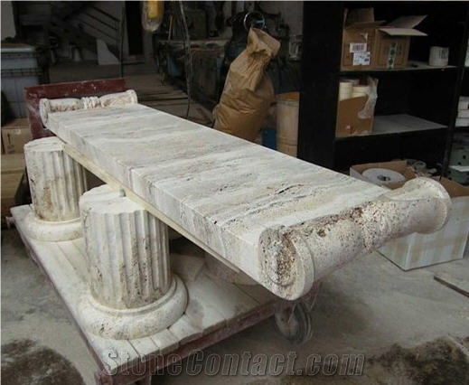 Silver Travertine Column, Grey Travertine