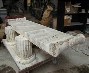 Silver Travertine Column, Grey Travertine
