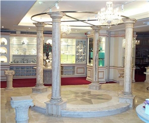 Silver Travertine Column, Grey Travertine