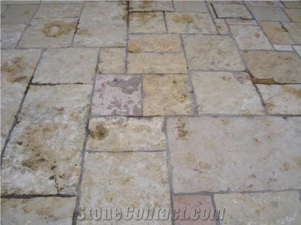 Pietra Di Napoleone Tumbled Pavement, Golden Napoleon Beige Limestone