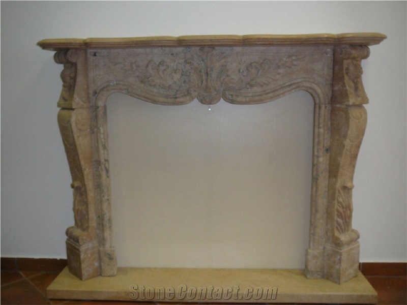 Yellow Marble Fireplace Mantel