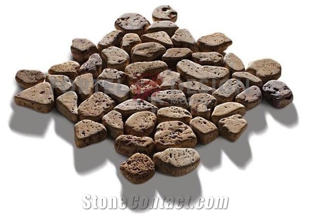 Aegean Pebbles - Yellow Travertine Mosaic