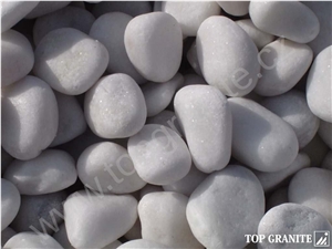 Ornamental White Marble Pebbles 8 X 5 X 4 cm, Bianco Carrara White Marble