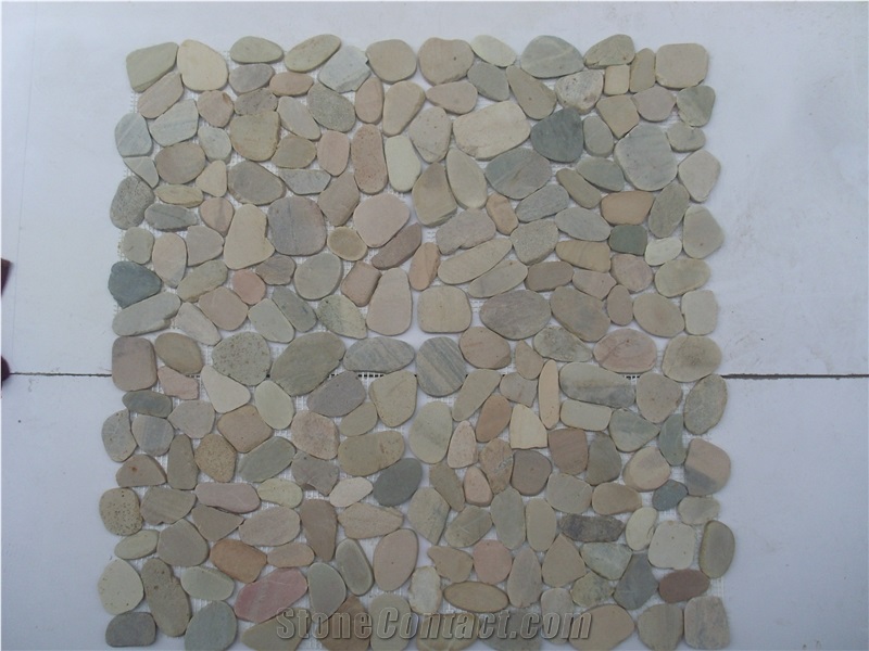 Natural Yellow River Pebble Floor and Wall Mosaic Tile