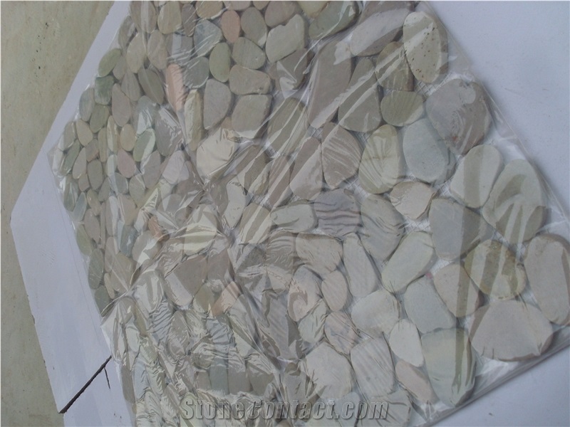 Natural Yellow River Pebble Floor and Wall Mosaic Tile