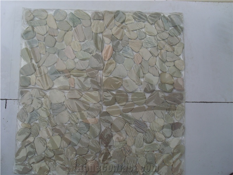 Natural Yellow River Pebble Floor and Wall Mosaic Tile