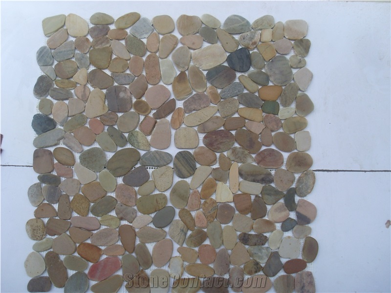 Natural Yellow River Pebble Floor and Wall Mosaic Tile