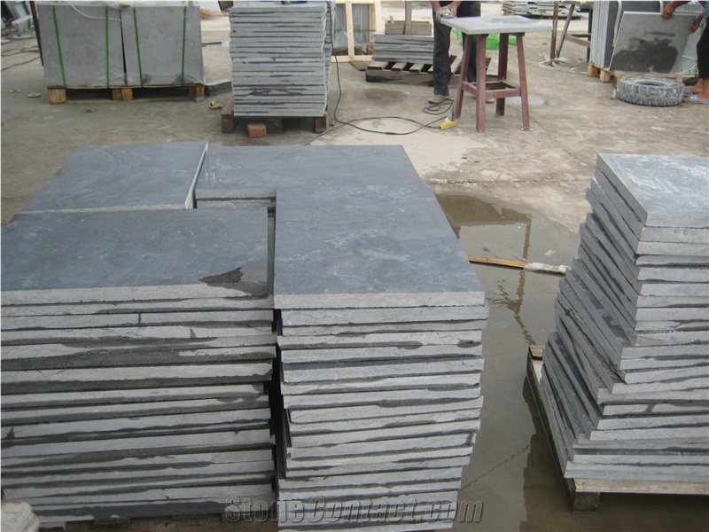 China Blue LimeStone, Polished Slabs, Flamed Blue Limestone Tiles