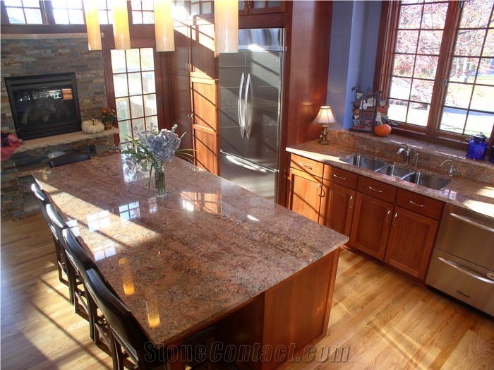 Bordeaux Granite Kitchen Island Top, Countertop, Bordeaux Fuji Granite Kitchen Island Top