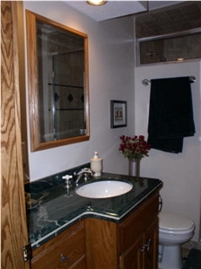 Dark Green G Strakes Marble Vanity Top, Dark G Strakes Green Marble