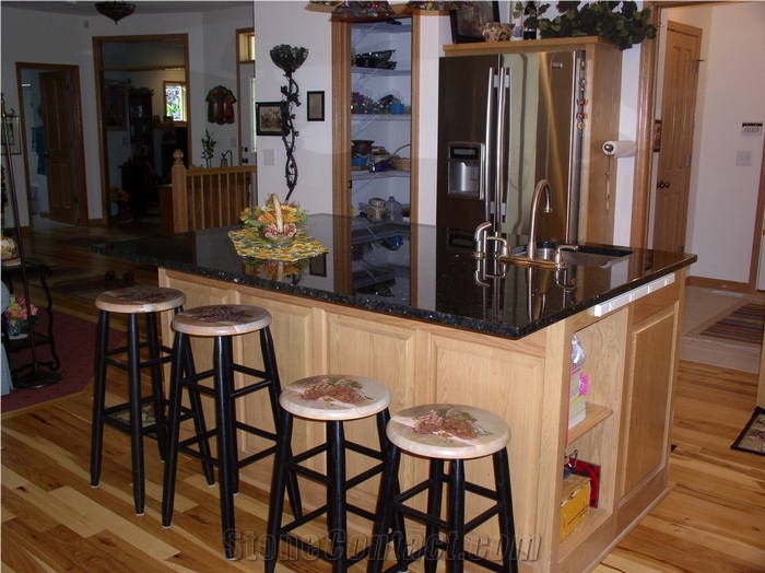 Emerald Pearl Granite Island Top, Emerald Pearl Granite Countertop, Emerald Pearl Green Granite Countertop