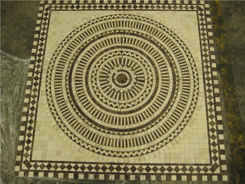 Medallion Moonlight, 210cmx210cmx1cm Travertine Mosaic