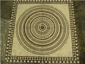 Medallion Moonlight, 210cmx210cmx1cm Travertine Mosaic
