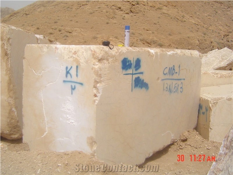 Cream Marble Blocks, Iran Beige Marble