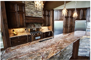 Rain Forest Green Marble Kitchen Countertop