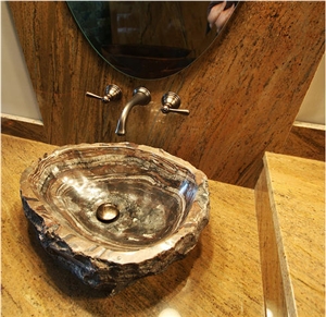 Violet Bamboo Quartzite Vessel Sink, Wash Basin, Violet Bamboo Brown Quartzite Vessel Sink
