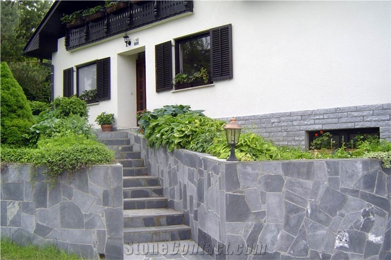Grey Slate Wall Cladding, Slovenia Grey Slate Wall