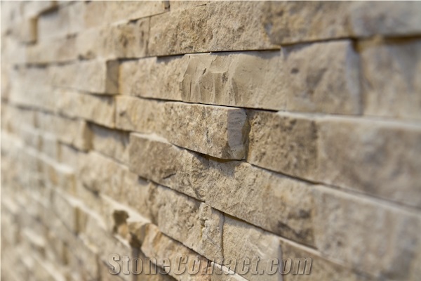 Gym Lobby Wall Cladding Project, Golden White Beige Quartzite Wall Cladding