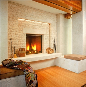 Pietra Bianca Di Vicenza Limestone Fireplace, Pietra Bianca Di Vicenza Beige Limestone Fireplace
