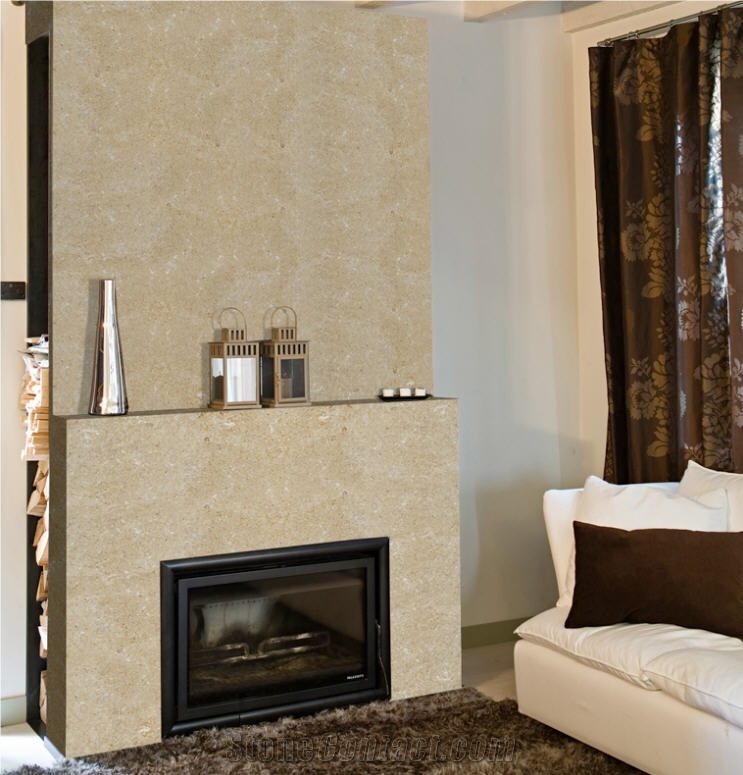 Pietra Di Vicenza Limestone Fireplace, Pietra Di Vicenza Beige Limestone Fireplace