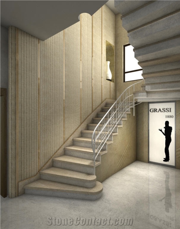 Pietra Di Vicenza Limestone Stairs, Pietra Di Vicenza Beige Limestone Stairs