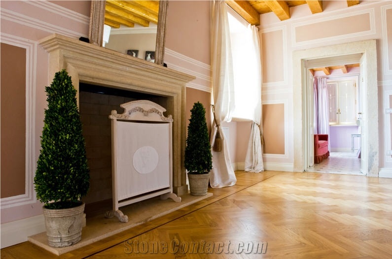 Pietra Gialla Di Vicenza Limestone Fireplace, Pietra Gialla Di Vicenza Beige Limestone Fireplace